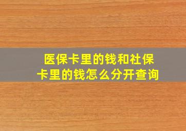 医保卡里的钱和社保卡里的钱怎么分开查询