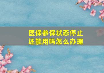 医保参保状态停止还能用吗怎么办理