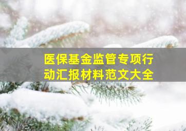 医保基金监管专项行动汇报材料范文大全