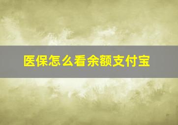 医保怎么看余额支付宝