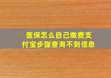 医保怎么自己缴费支付宝步骤查询不到信息