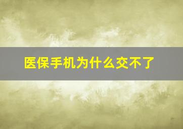 医保手机为什么交不了