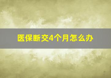 医保断交4个月怎么办