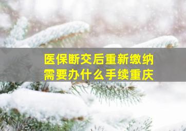 医保断交后重新缴纳需要办什么手续重庆