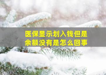 医保显示划入钱但是余额没有是怎么回事