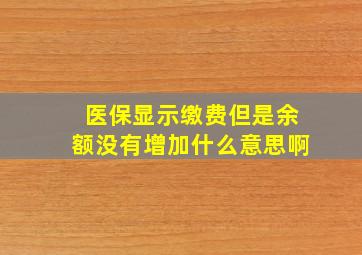 医保显示缴费但是余额没有增加什么意思啊