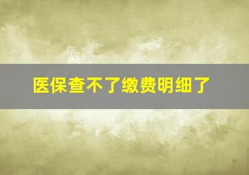 医保查不了缴费明细了