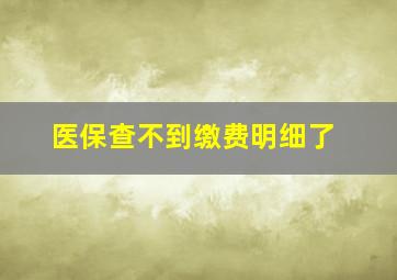 医保查不到缴费明细了