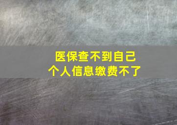 医保查不到自己个人信息缴费不了