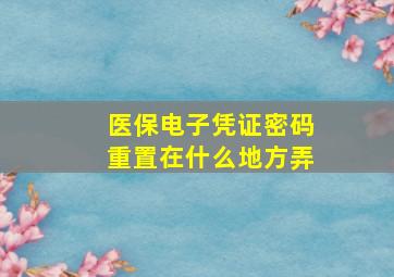 医保电子凭证密码重置在什么地方弄