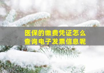 医保的缴费凭证怎么查询电子发票信息呢