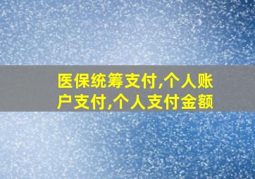 医保统筹支付,个人账户支付,个人支付金额