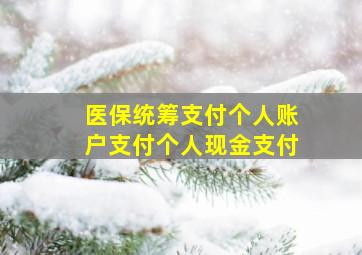 医保统筹支付个人账户支付个人现金支付