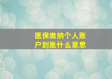 医保缴纳个人账户划账什么意思