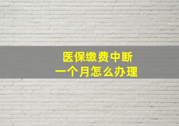 医保缴费中断一个月怎么办理