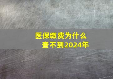 医保缴费为什么查不到2024年