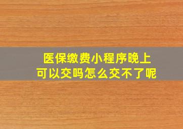 医保缴费小程序晚上可以交吗怎么交不了呢