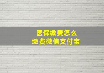 医保缴费怎么缴费微信支付宝