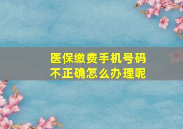 医保缴费手机号码不正确怎么办理呢