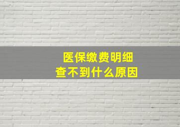 医保缴费明细查不到什么原因