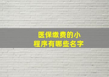 医保缴费的小程序有哪些名字