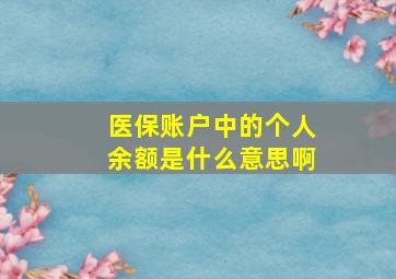 医保账户中的个人余额是什么意思啊