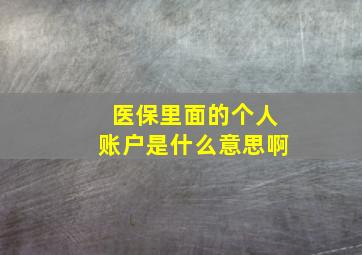 医保里面的个人账户是什么意思啊