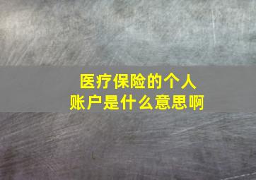 医疗保险的个人账户是什么意思啊