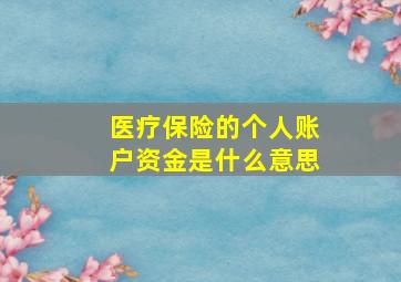 医疗保险的个人账户资金是什么意思