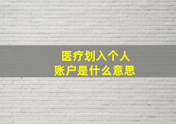 医疗划入个人账户是什么意思