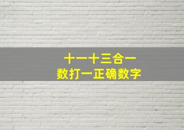 十一十三合一数打一正确数字