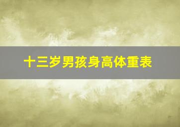 十三岁男孩身高体重表