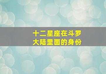 十二星座在斗罗大陆里面的身份