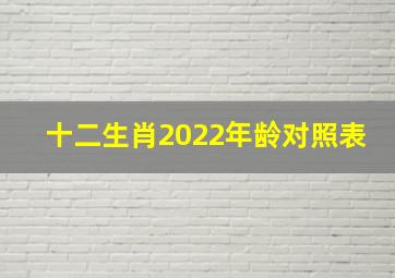 十二生肖2022年龄对照表