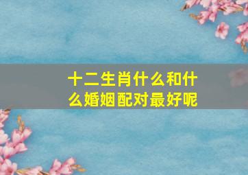 十二生肖什么和什么婚姻配对最好呢