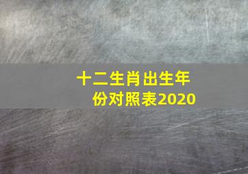 十二生肖出生年份对照表2020