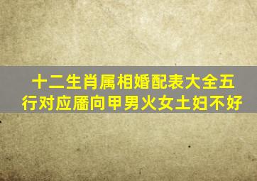 十二生肖属相婚配表大全五行对应靥向甲男火女土妇不好