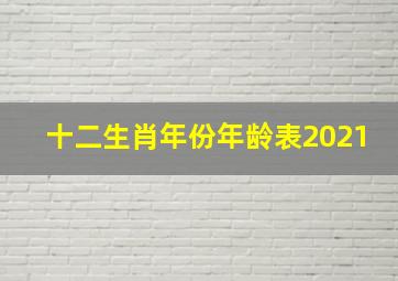 十二生肖年份年龄表2021