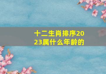 十二生肖排序2023属什么年龄的