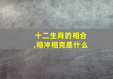 十二生肖的相合,相冲相克是什么