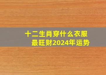 十二生肖穿什么衣服最旺财2024年运势