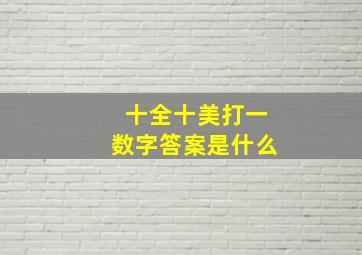 十全十美打一数字答案是什么