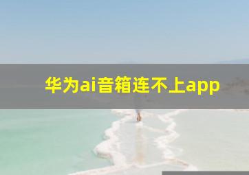 华为ai音箱连不上app