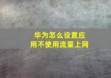 华为怎么设置应用不使用流量上网