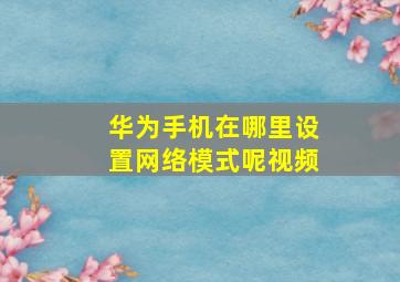 华为手机在哪里设置网络模式呢视频