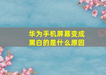 华为手机屏幕变成黑白的是什么原因