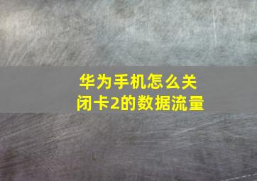 华为手机怎么关闭卡2的数据流量