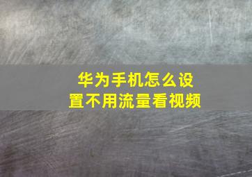 华为手机怎么设置不用流量看视频