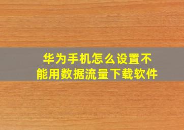 华为手机怎么设置不能用数据流量下载软件