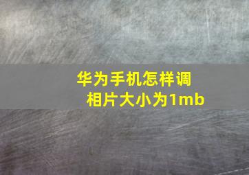 华为手机怎样调相片大小为1mb